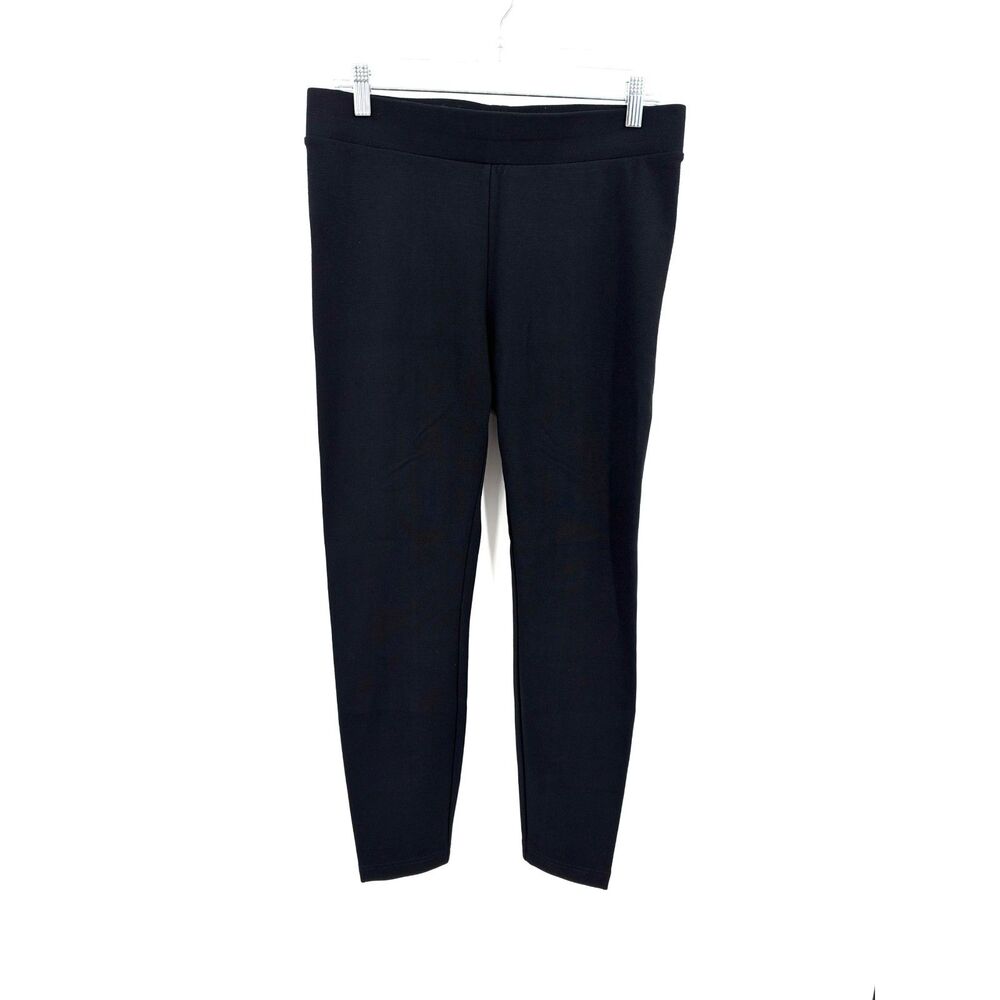 CABI Zip Legging Black Ponte Knit Pull On Ankle Zip Office Trouser Pants Medium